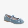 Ballerines Fille En Toile Brodée Bleu - Vertbaudet