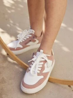 Baskets Cuir Fille Lacées Et Zippées Rose - Vertbaudet