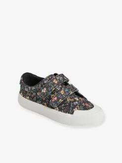 Baskets En Toile Scratchées Fille Noir Fleuris - Vertbaudet -Pampero Boutique baskets en toile scratchees fille 2