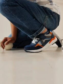 Baskets Lacées Et Scratchées Enfant Marine - Vertbaudet