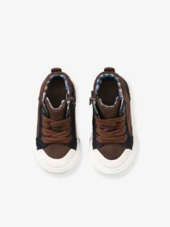 Baskets Mid Bébé Détails Velours Marron - Vertbaudet -Pampero Boutique baskets mid bebe details velours 3