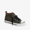 Baskets MID élastiquées Garçon En Toile Kaki Imprimé - Vertbaudet