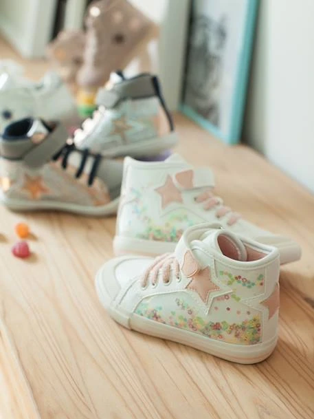 Baskets Montantes à Paillettes Fille Collection Maternelle Blanc - Vertbaudet 4 Baskets Montantes à Paillettes Fille Collection Maternelle Blanc - Vertbaudet – Image 2