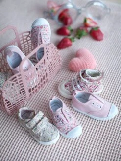 Baskets Montantes Bébé Fille Rose Fleuri - Vertbaudet