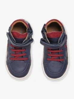 Baskets Montantes En Cuir Bébé Garçon Marine - Vertbaudet -Pampero Boutique baskets montantes en cuir bebe garcon 3
