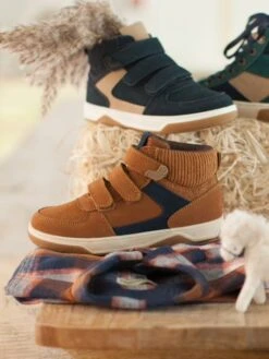 Baskets Montantes En Cuir Garçon Camel - Vertbaudet