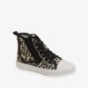 Baskets Montantes Fille En Toile Imprime Leopard - Vertbaudet