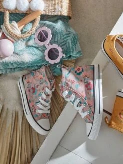 Baskets Montantes Fille En Toile Fantaisie Aop Fleuri - Vertbaudet -Pampero Boutique baskets montantes fille en toile fantaisie 2