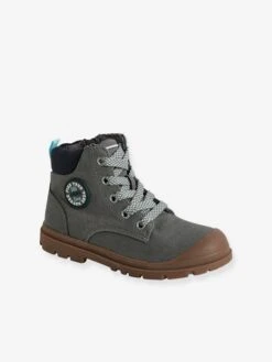 Baskets Montantes Lacées Et Zippées Enfant Gris - Vertbaudet