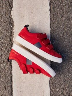 Baskets Scratchées En Cuir Garçon Rouge Foncé - Vertbaudet -Pampero Boutique baskets scratchees en cuir garcon 5