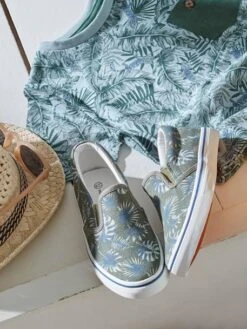 Baskets Slip-on Garçon Kaki Imprimé Tropical - Vertbaudet -Pampero Boutique baskets slip on garcon 2