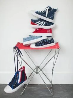 Baskets Toile Et Cuir Garçon Bleu Chambray - Vertbaudet -Pampero Boutique baskets toile et cuir garcon 2