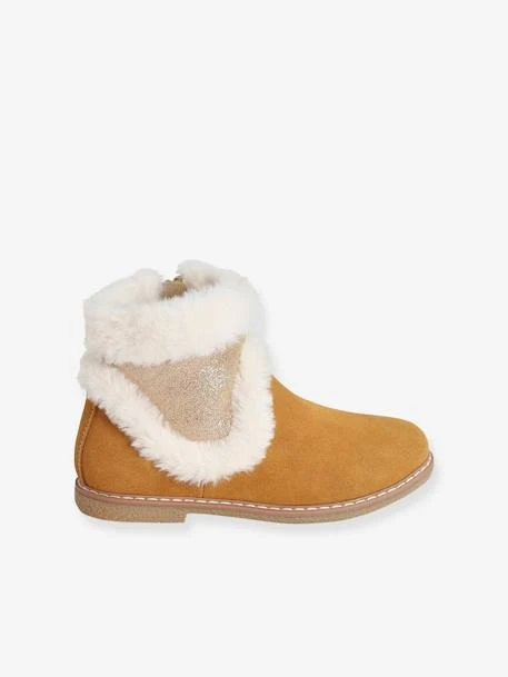 Boots Bicolores Cuir Fourrées Fille Camel - Vertbaudet 4 Boots Bicolores Cuir Fourrées Fille Camel - Vertbaudet – Image 2