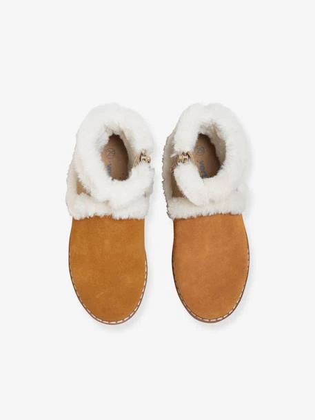 Boots Bicolores Cuir Fourrées Fille Camel - Vertbaudet 6 Boots Bicolores Cuir Fourrées Fille Camel - Vertbaudet – Image 4