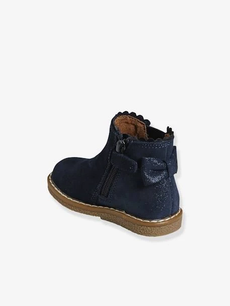 Boots Cuir Bébé Fille élastiqués Bleu Marine - Vertbaudet 5 Boots Cuir Bébé Fille élastiqués Bleu Marine - Vertbaudet – Image 3