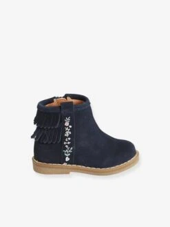Boots Cuir Bébé Fille Frangées Bleu Marine - Vertbaudet -Pampero Boutique boots cuir bebe fille frangees 2