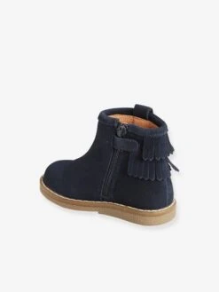 Boots Cuir Bébé Fille Frangées Bleu Marine - Vertbaudet -Pampero Boutique boots cuir bebe fille frangees 3