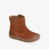 Boots Cuir Souple Bébé Fille 4 Pattes Marron - Vertbaudet