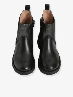 Boots En Cuir Bi-matière Fille Noir - Vertbaudet -Pampero Boutique boots en cuir bi matiere fille 3