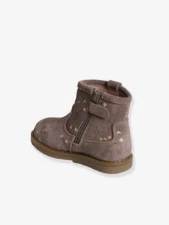 Boots Zippés En Cuir Imprimé Bébé Fille Taupe - Vertbaudet -Pampero Boutique boots zippes en cuir imprime bebe fille 2