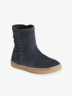 Bottes Cuir Fille Collection Maternelle Bleu Marine - Vertbaudet