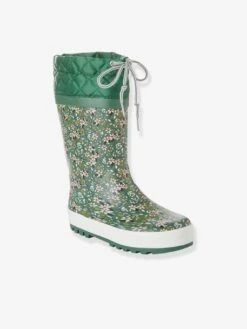 Bottes De Pluie Imprimées Fille Col Matelassé Vert - Vertbaudet -Pampero Boutique bottes de pluie imprimees fille col matelasse 2