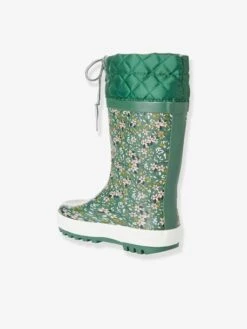 Bottes De Pluie Imprimées Fille Col Matelassé Vert - Vertbaudet -Pampero Boutique bottes de pluie imprimees fille col matelasse 3