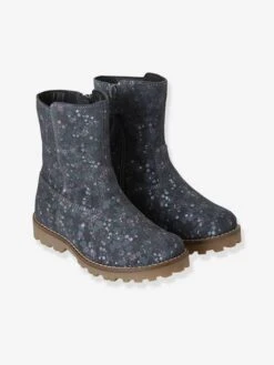 Bottes En Cuir Fille Collection Maternelle Gris Imprimé Fleurs - Vertbaudet
