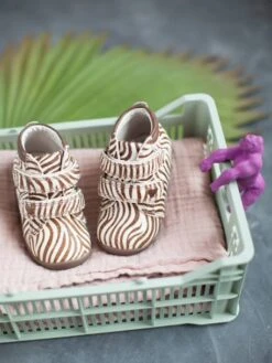 Bottillons Cuir Bébé Fille Premiers Pas Blanc Zebre - Vertbaudet