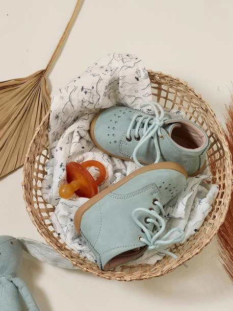 Bottillons Cuir Bébé Mixte Premiers Pas Sauge - Vertbaudet 4 Bottillons Cuir Bébé Mixte Premiers Pas Sauge - Vertbaudet – Image 2