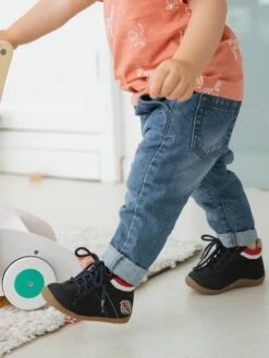 Bottillons Cuir Fantaisie Bébé Garçon Premiers Pas Bleu Marine - Vertbaudet