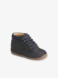 Bottillons Lacés Cuir Bébé Premiers Pas Marron - Vertbaudet