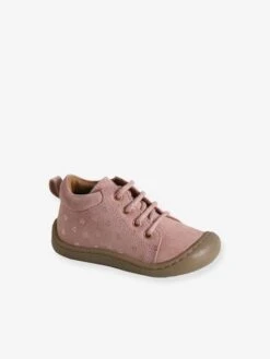 Bottillons Lacés Cuir Souple Bébé 4 Pattes Rose - Vertbaudet