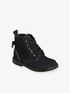 Bottines Cuir Fille Collection Maternelle Bleu Marine - Vertbaudet