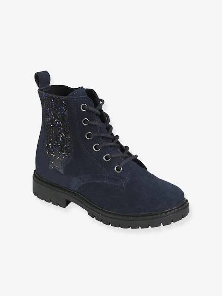 Bottines Cuir Fille Lacées, Zippées Et élastiquées Bleu Marine - Vertbaudet 4 Bottines Cuir Fille Lacées, Zippées Et élastiquées Bleu Marine - Vertbaudet – Image 2