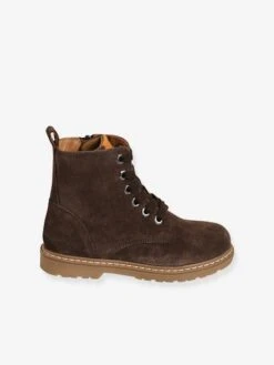 Bottines Cuir Garçon Lacées Et Zippées Marron Foncé - Vertbaudet -Pampero Boutique bottines cuir garcon lacees et zippees 2