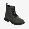 Bottines Cuir Lacées Et Zippées Fille Gris Fleurs Imprimés - Vertbaudet -Pampero Boutique bottines cuir lacees et zippees fille