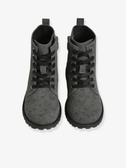 Bottines Cuir Lacées Et Zippées Fille Gris Fleurs Imprimés - Vertbaudet -Pampero Boutique bottines cuir lacees et zippees fille 3