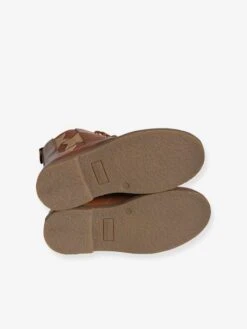 Bottines Hautes Lacées Et Zippées En Cuir Fille Camel - Vertbaudet -Pampero Boutique bottines hautes lacees et zippees en cuir fille 4