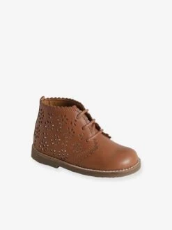 Bottines Lacées Cuir Bébé Camel - Vertbaudet
