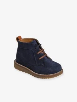 Bottines Lacées Cuir Bébé Bleu Marine - Vertbaudet