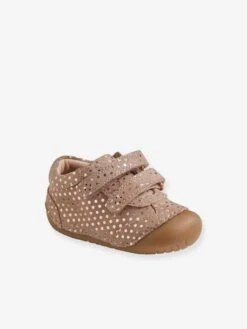 Chaussons 4 Pattes Bébé Fille En Cuir Rose - Vertbaudet