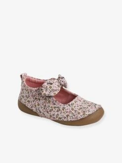 Chaussons Ballerines Bébé Fille En Toile Imprimée Rose Clair - Vertbaudet