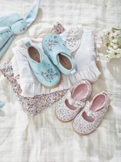 Chaussons Ballerines Bébé Fille En Toile Imprimée Rose Clair - Vertbaudet -Pampero Boutique chaussons ballerines bebe fille en toile imprimee 5