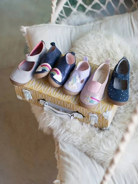 Chaussons Bébé Fille En Cuir Souple Bleu Marine - Vertbaudet 5 Chaussons Bébé Fille En Cuir Souple Bleu Marine - Vertbaudet – Image 3