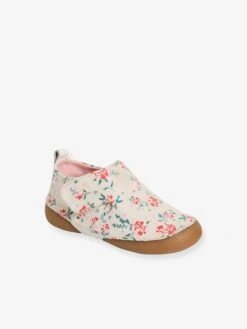 Chaussons Bébé Fille En Toile Imprimée Rose Fleurs - Vertbaudet