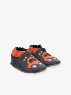 Chaussons Cuir Souple Bébé Beep Beep ROBEEZ© Marine - Robeez