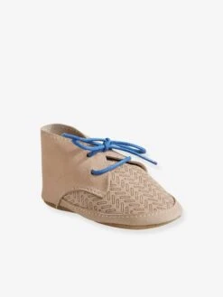 Chaussons De Parc Cuir Souple Bébé Garçon Taupe - Vertbaudet
