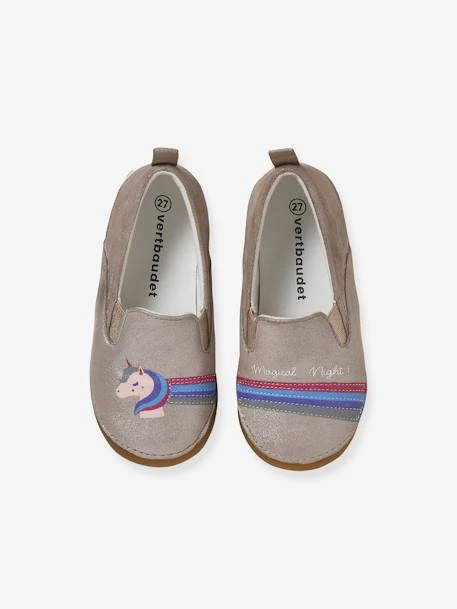 Chaussons élastiqués Enfant En Cuir Beige Irisé - Vertbaudet 4 Chaussons élastiqués Enfant En Cuir Beige Irisé - Vertbaudet – Image 2