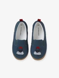 Chaussons élastiqués Garçon En Cuir Bleu - Vertbaudet
